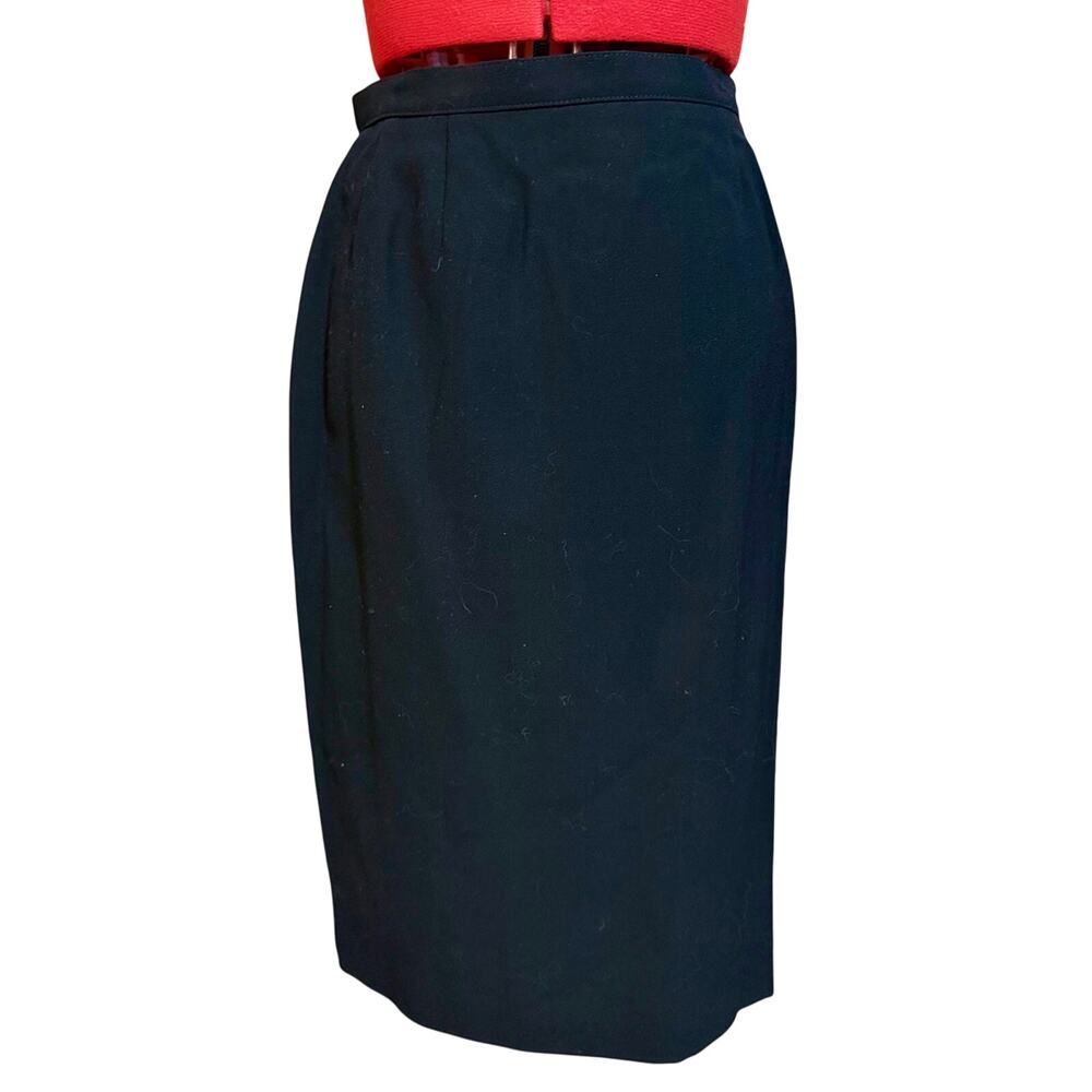 Karl Lagerfeld Vintage Wool Black Pencil Skirt - Made in France Size 42 (US 10)
